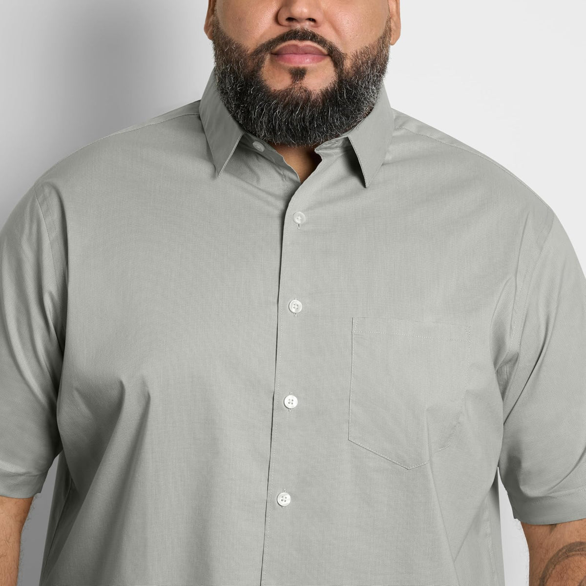 Van Heusen Camisa de Manga Corta sin Arrugas Grande y Alta a Cuadros Camisa Abotonada para para Hombre