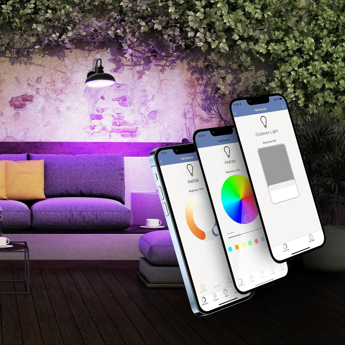 Feit Electric WiFi - foco LED inteligente BR30 que cambia de color y es regulable, no requiere concentrador, Alexa o Google Assistant, Classic, 65W, BR30