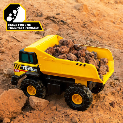 Tonka Steel Classics Mighty Dump Truck, Camión de Juguete, Construcción de Acero Real, a Partir de 3 Años, Embalaje Sin Frustraciones (FFP), Amarillo