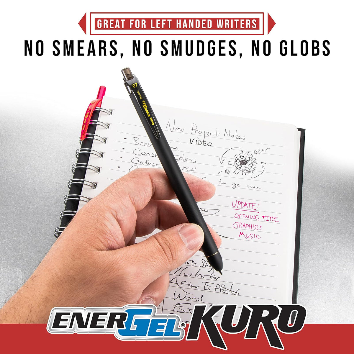 Pentel EnerGel Kuro Shades of the Ocean, bolígrafo retráctil de gel líquido, varios colores de tinta, paquete de 5 (BL437OCNPF5)