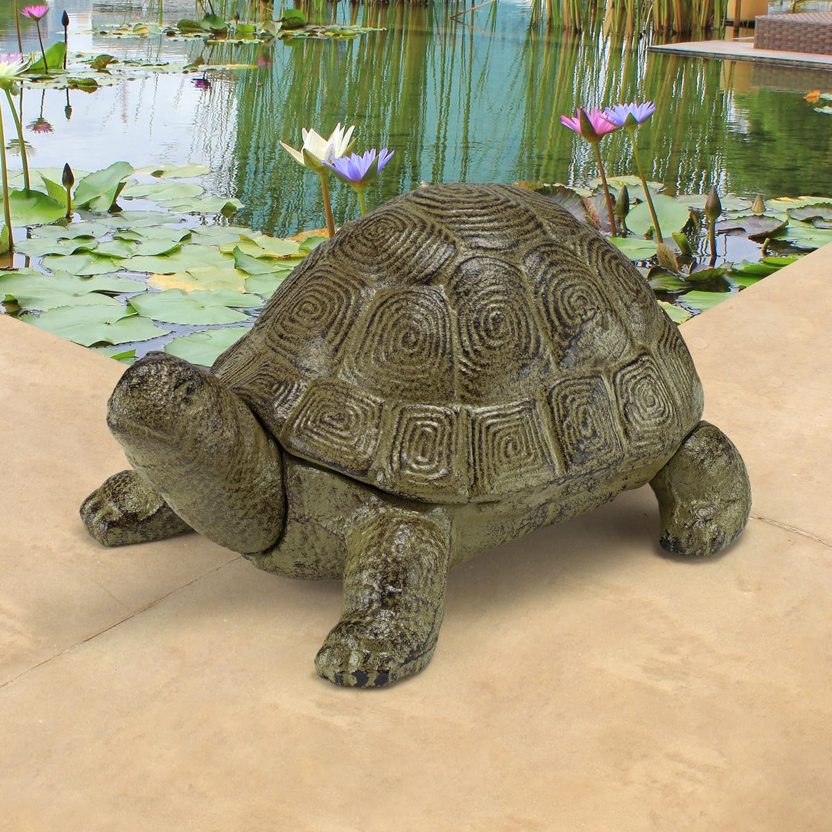 Design Toscano - Estatua de Animales de Tortuga de Hierro Fundido, 10 Pulgadas de Ancho, Acabado Verdigris