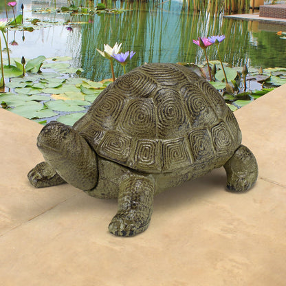 Design Toscano - Estatua de Animales de Tortuga de Hierro Fundido, 10 Pulgadas de Ancho, Acabado Verdigris