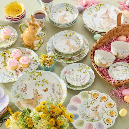 Platos de canapé certificados International Meadow de 6 pulgadas, juego de 4 con diseño de flores silvestres y mariposas, perfectos para aperitivos, mini postres y aperitivos, decoración de primavera