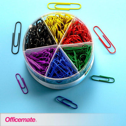 Officemate PVC Free color Coated Paper Clips, 450 Per Tub Office Paper Clamp (97229)