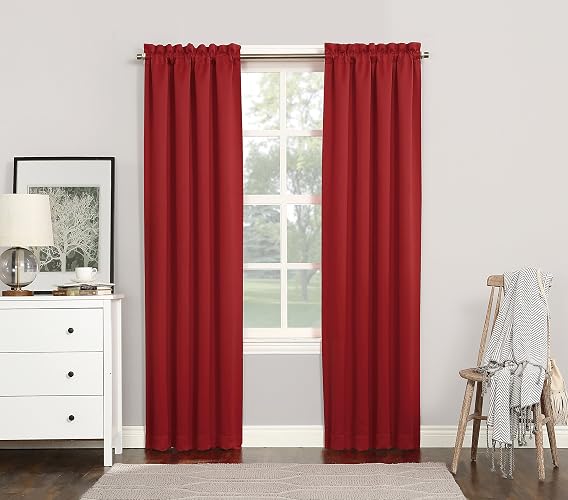Sun Zero No. 918 Andorra Collection Panel de Cortina Transparente con Flores aplastadas, Rojo, 40" x 84", 1, 1