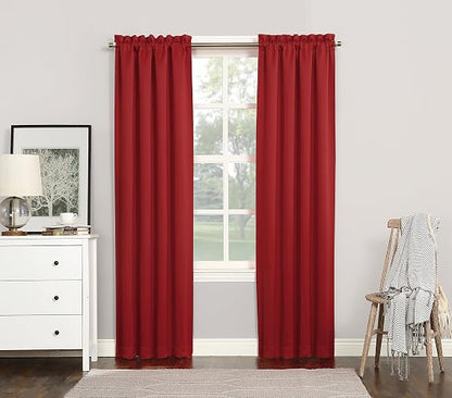 Sun Zero No. 918 Andorra Collection Panel de Cortina Transparente con Flores aplastadas, Rojo, 40" x 84", 1, 1