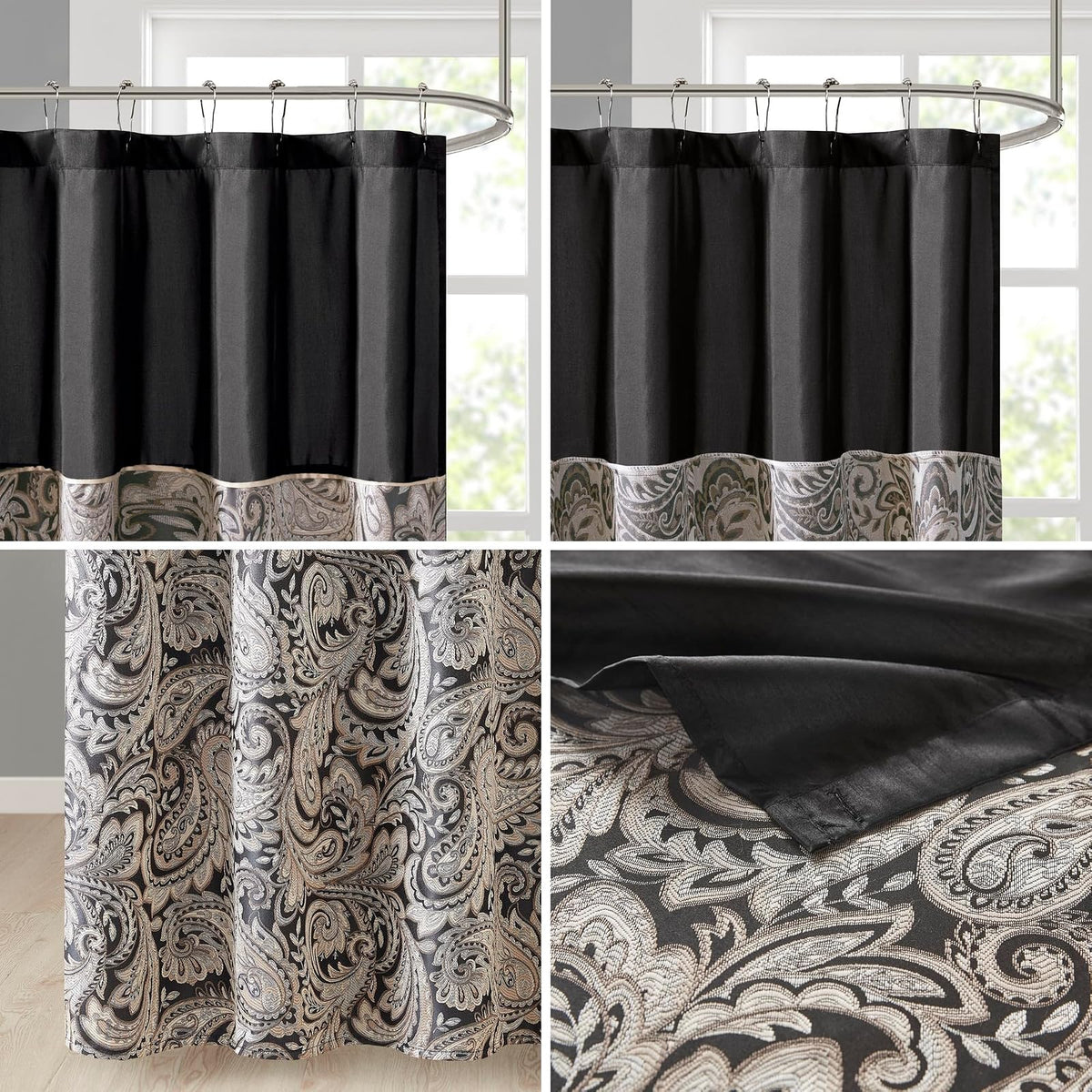 Madison Park MP70-845 Shower Curtain, Black