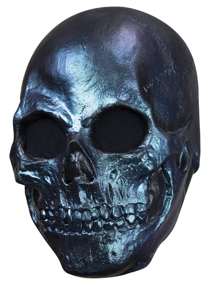 Ghoulish Productions Skull Metalic Blue, Máscara de Calavera Moderna Color Azul Metálico, Disfraz de Catrin Calaca Ideal para Halloween y Día de Muertos