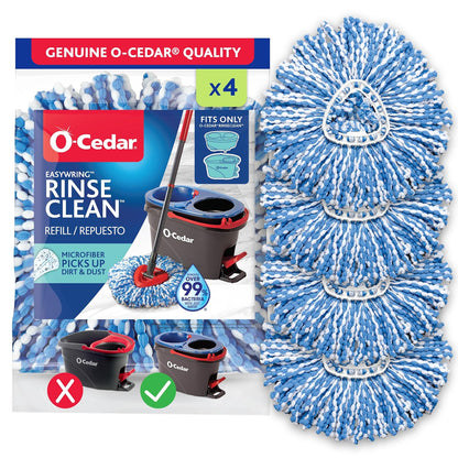 O-Cedar EasyWring RinseClean Recambio de 4 Unidades, Azul, 4 Unidades