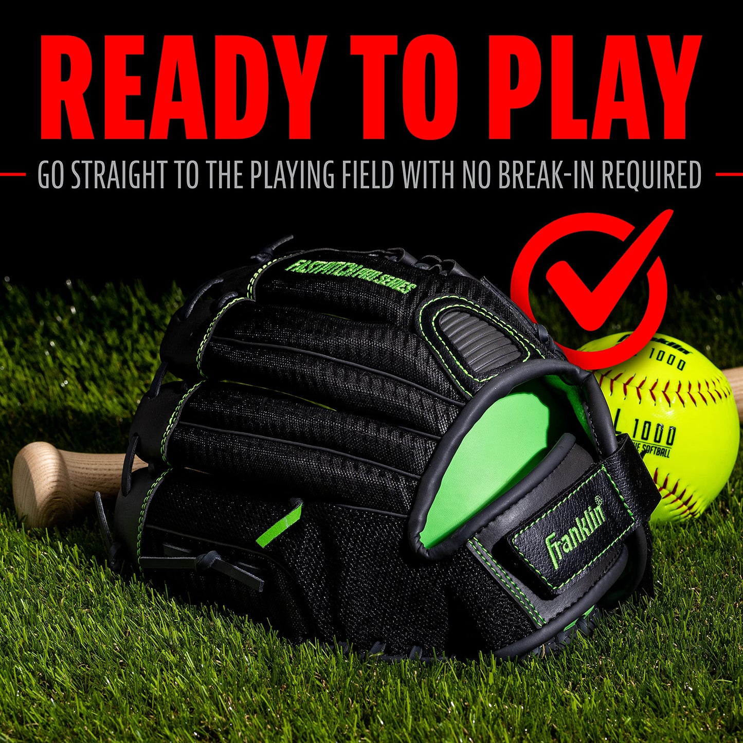 Franklin Sports Girls Softball Glove - Women's Windmill Fastpitch + Slowpitch Softball Glove - Lime Softball Mitt - Left Hand Throw Adult + Youth - 11"