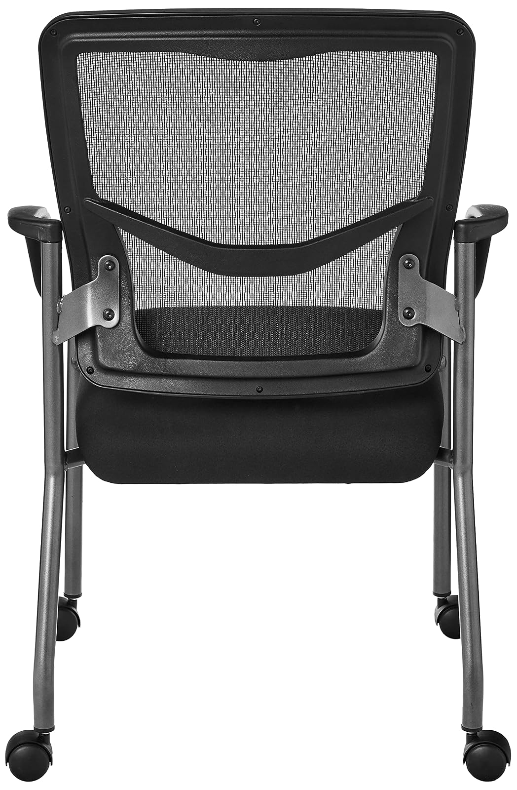Office Star Progrid - Silla apilable de Lujo para visitantes con Respaldo Transpirable y Asiento de Apoyo Lumbar Acolchado, con Ruedas rodantes, carbón FreeFlex