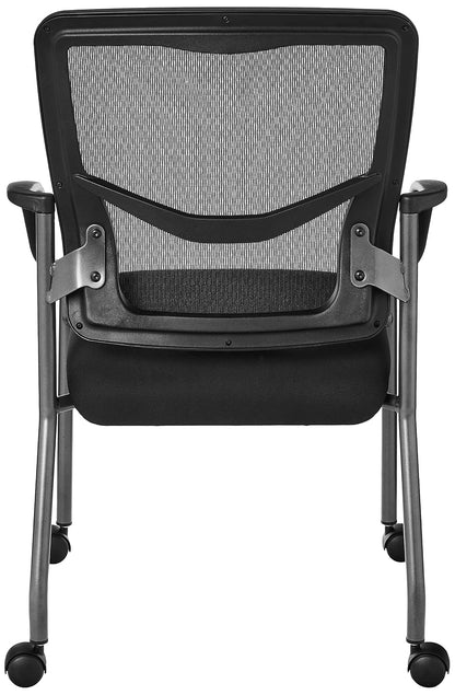 Office Star Progrid - Silla apilable de Lujo para visitantes con Respaldo Transpirable y Asiento de Apoyo Lumbar Acolchado, con Ruedas rodantes, carbón FreeFlex
