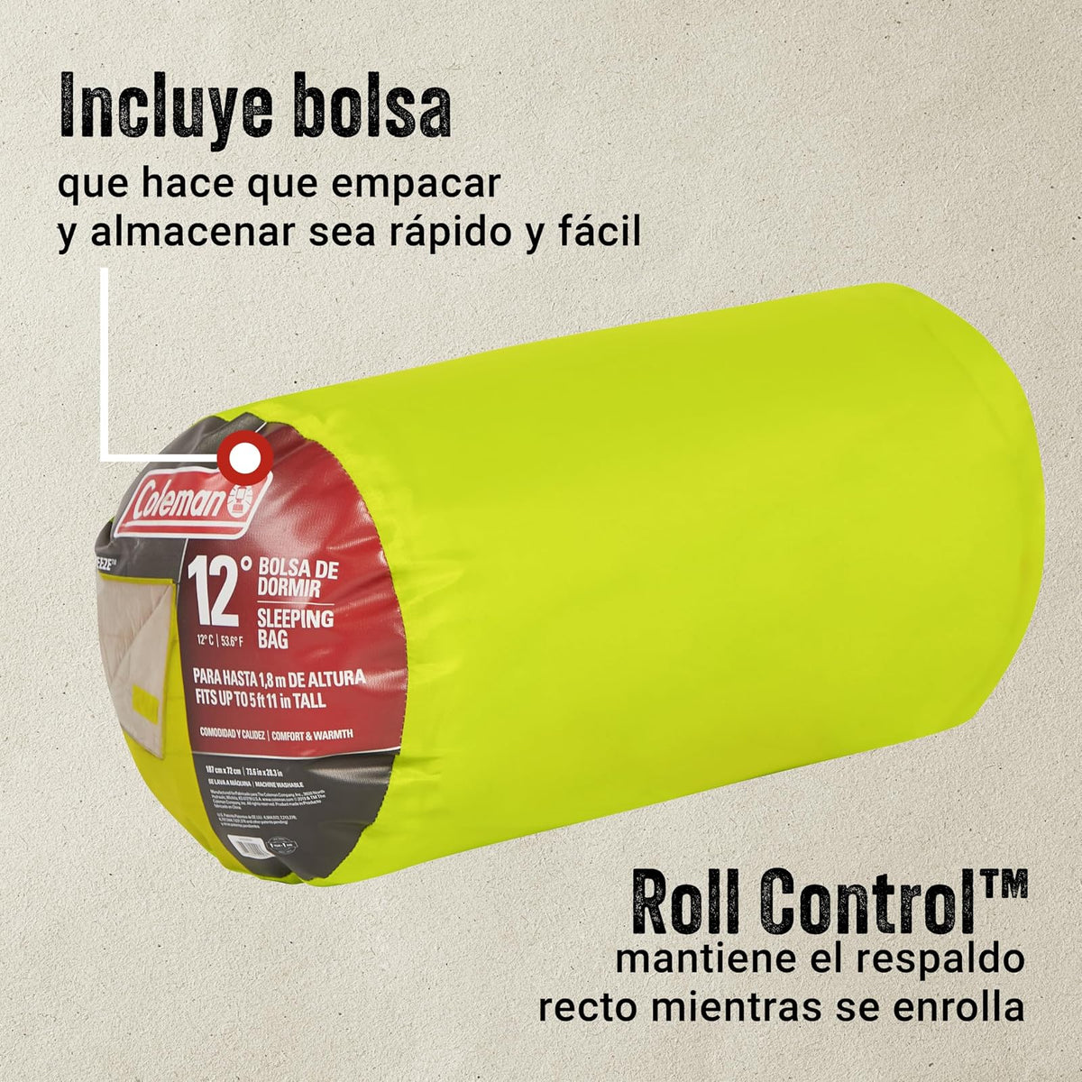 Coleman® Bolsa de Dormir Breeze™, Saco de Dormir para Acampar, Apto para Camping y Senderismo