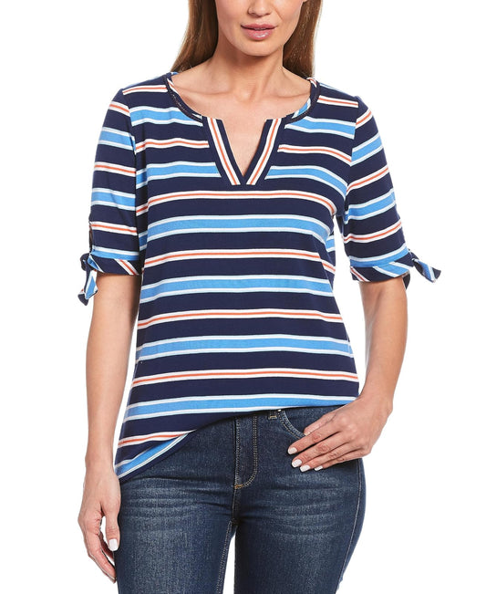 Rafaella Elbow SL Multi Stripe tee Camisa para Mujer