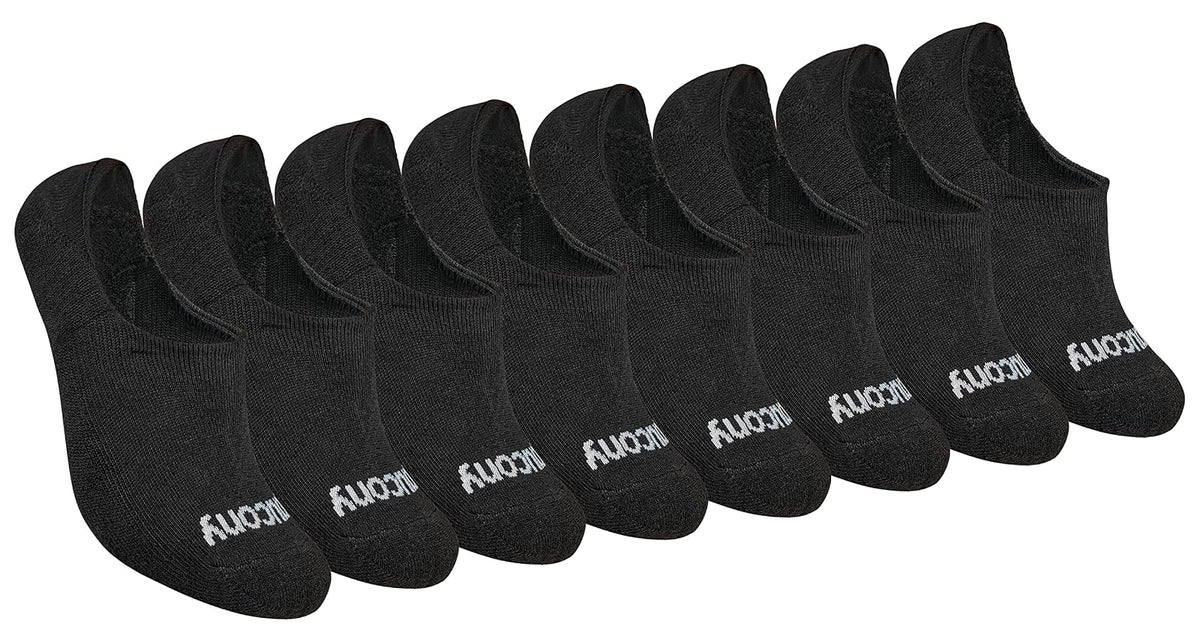 Saucony Calcetines Invisibles Acolchados para Mujer, Paquete de 8 Pares - M - Black Basic (8 pares)