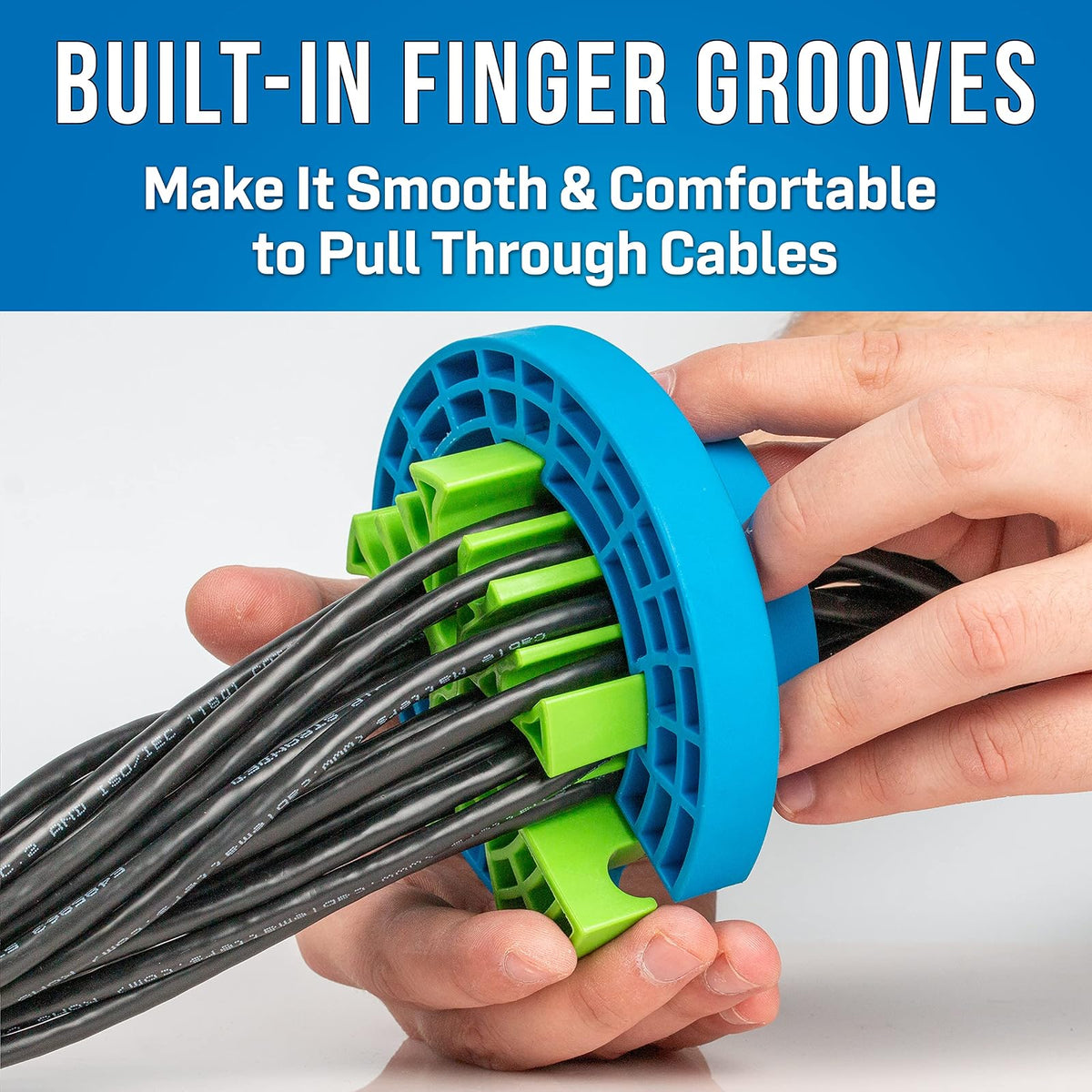 Jonard Tools Cable Comb Organizer CCB-34 | Azul/verde, CAT6A CAT7, hasta 24 cables, 9.14 mm diámetro, ranuras para dedos
