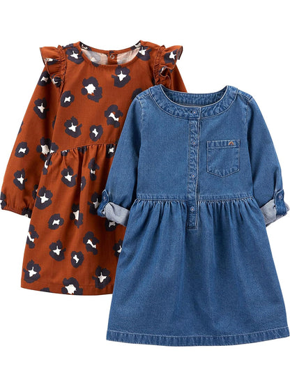 Simple Joys by Carter's 2-Pack Long-Sleeve Dress Set Vestido informalNiñas