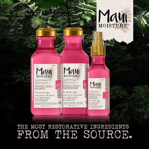 Maui Moisture, Lightweight Hydration + Hibiscus Water, Acondicionador, Hidratación Ligera para Cabello Fino, Humectación Diaria, Sin Sulfatos, Agua de Hibiscus, 385 ml
