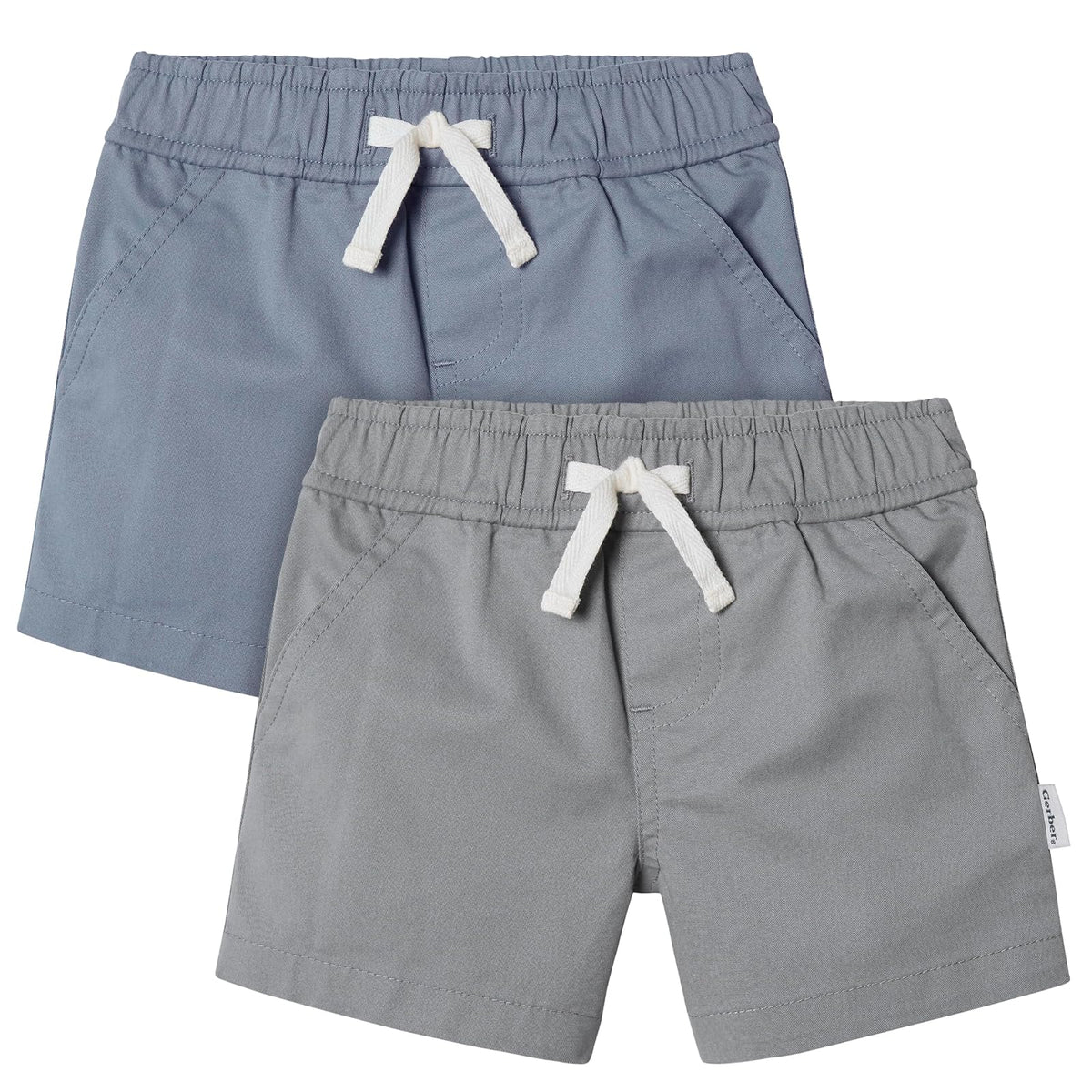 Gerber Pantalones Cortos Chino Unisex Bebé Paquete de 2 - 3 Años - Gris - Azul