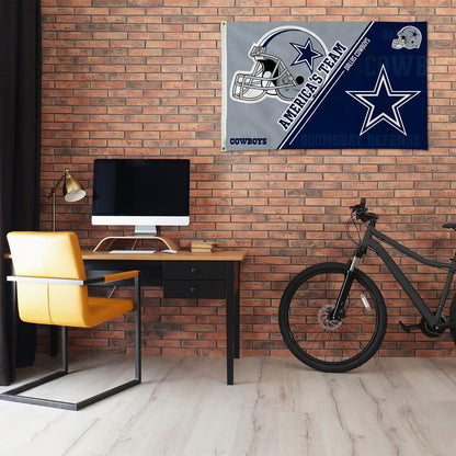 NFL Rico Industries Dallas Cowboys - Bandera de doble logotipo de 3 x 5 pies, bandera de 3 x 5 pies, bandera de una sola cara, interior o exterior, decoración del hogar