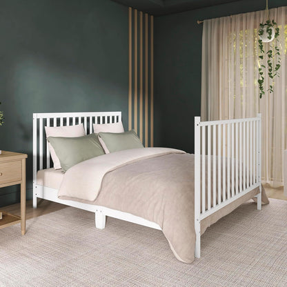 Dream On Me Synergy Cuna Convertible 5 en 1 en Blanco | GREENGUARD Gold, BSA, compatible con ASTM y CPSC, riel recto clásico, soporte de colchón de 3 posiciones, límite de 50 libras
