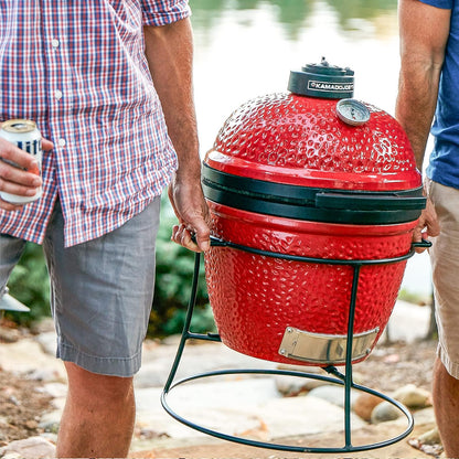 Kamado Joe Joe Jr KJ15080420 - Barbacoa portátil de cerámica de carbón Vegetal de 34,3 cm con asa Superior y Doble Costura en Color Negro