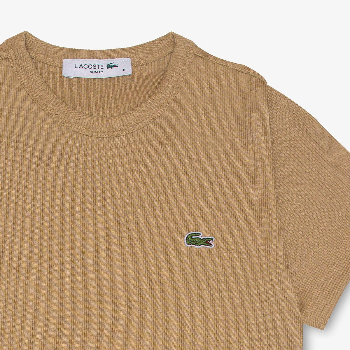 Lacoste Playera Slim fit de algodón orgánico y Manga Corta para Mujer, Hueso, 32