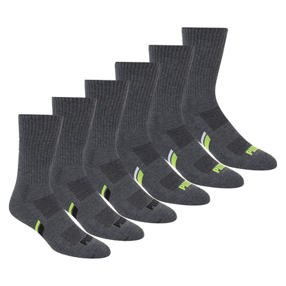 PUMA Calcetines Crew para Hombre (Paquete de 6) - 10-13 - Gris - Verde