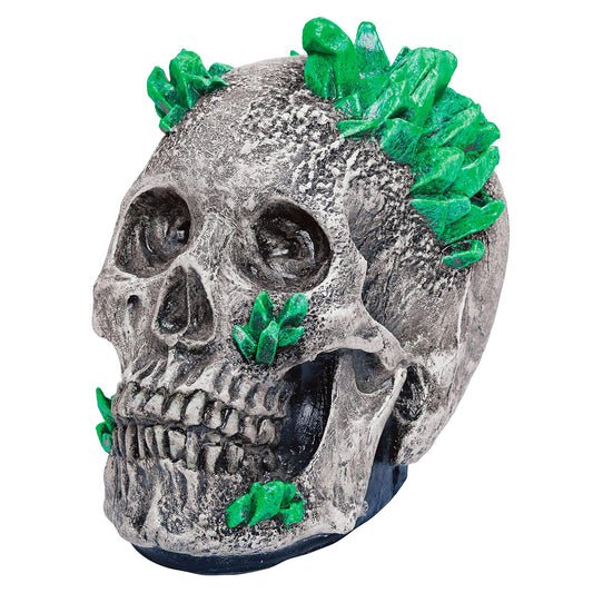 Ghoulish Productions Kryptonite Skull, Artículo Decorativo de Craneo Que Brilla en la Oscuridad, Adorno de Esqueleto con Kryptonita para Decoración de Halloween Ideal para Casa de Terror