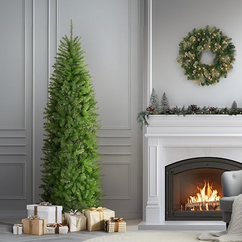 National Tree Company 7 ft Unlit Kingswood Fir Slim Artificial Christmas Tree, 892 Tips, Includes Stand, Green
