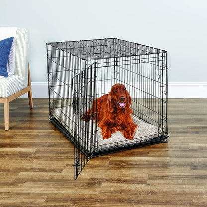 New World - Caja plegable de metal para perros, puerta individual y doble, Puerta única, Negro, 106 cm