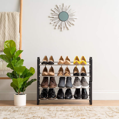 IRIS USA Zapatera Extensible de 2 Niveles para 10 Pares, Metal | Se adapta a varios tamaños de calzado con longitud ajustable para mayor flexibilidad