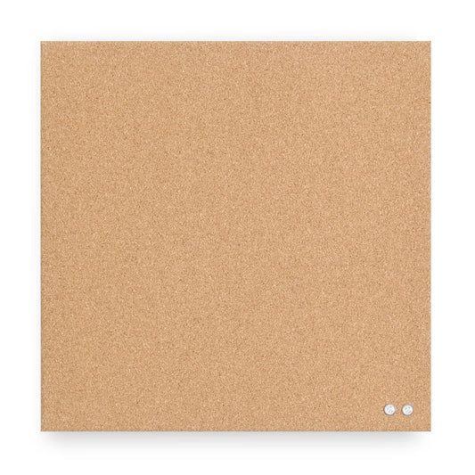 U Brands - Tablero de anuncios de corcho cuadrado sin marco, suministros de oficina, 14 x 14 pulgadas, natural, con pasadores de empuje, 1 unidad