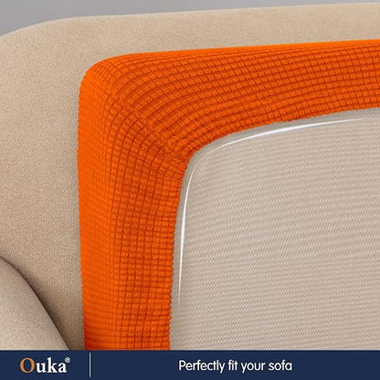 Ouka - Funda de cojín elástica para sofá, Protector de cojín Reversible, Protector de cojín Suave para sillón, sofá de Dos plazas (S, Naranja)