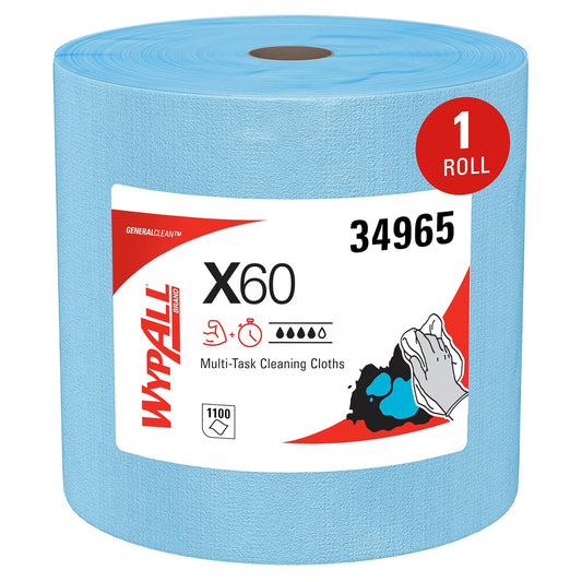 Wypall 34965 X60 Cloths, Jumbo Roll, 12 1/2 x 13 2/5, Blue, 1100/Roll