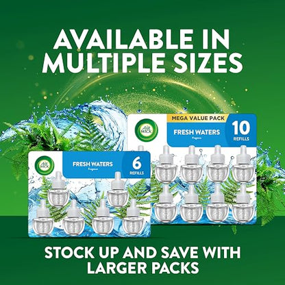 Air Wick Aromatizante de Ambiente Continuo, Fresh Waters, 5 repuestos de 20 ml c/u