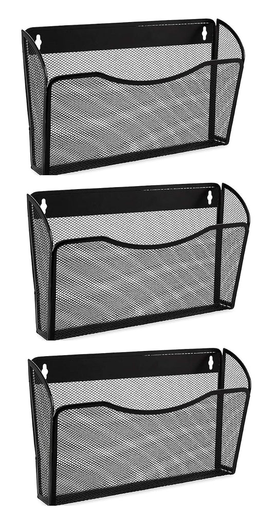 Easepres Mesh 3 Pockets File Organizer Hanging File Organizer Vertical Wall File Organizer Holder Rack