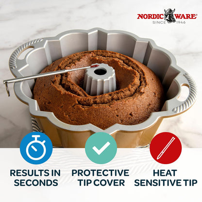 Nordic Ware Bundt - Termómetro reutilizable para tartas, color plateado