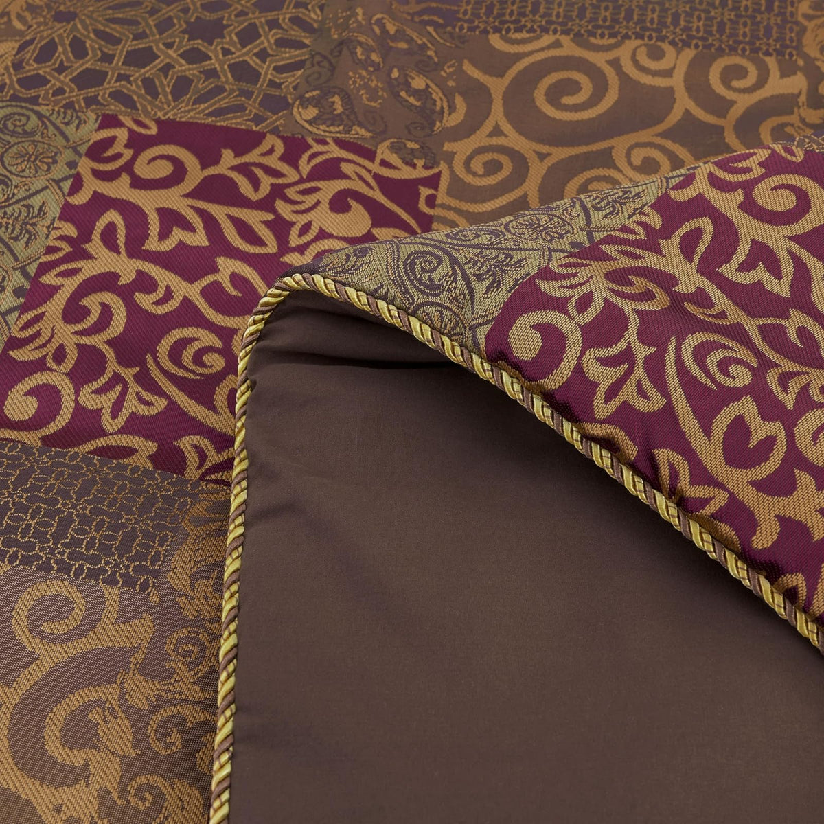 Chezmoi Collection Amelia - Juego de edredón de 9 Piezas con diseño Floral Jacquard Patchwork, Queen, Multicolor