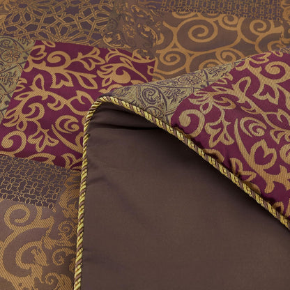 Chezmoi Collection Amelia - Juego de edredón de 9 Piezas con diseño Floral Jacquard Patchwork, Queen, Multicolor
