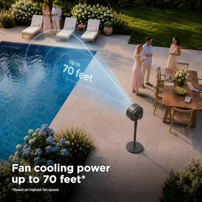 SHARK, Ventilador FlexBreeze, Portátil, Inalámbrico y con Cable, Batería de Hasta 24 h, Transformable, Silencioso, Interior y Exterior, Control Remoto, Accesorio de Nebulización, Color Gris, FA222