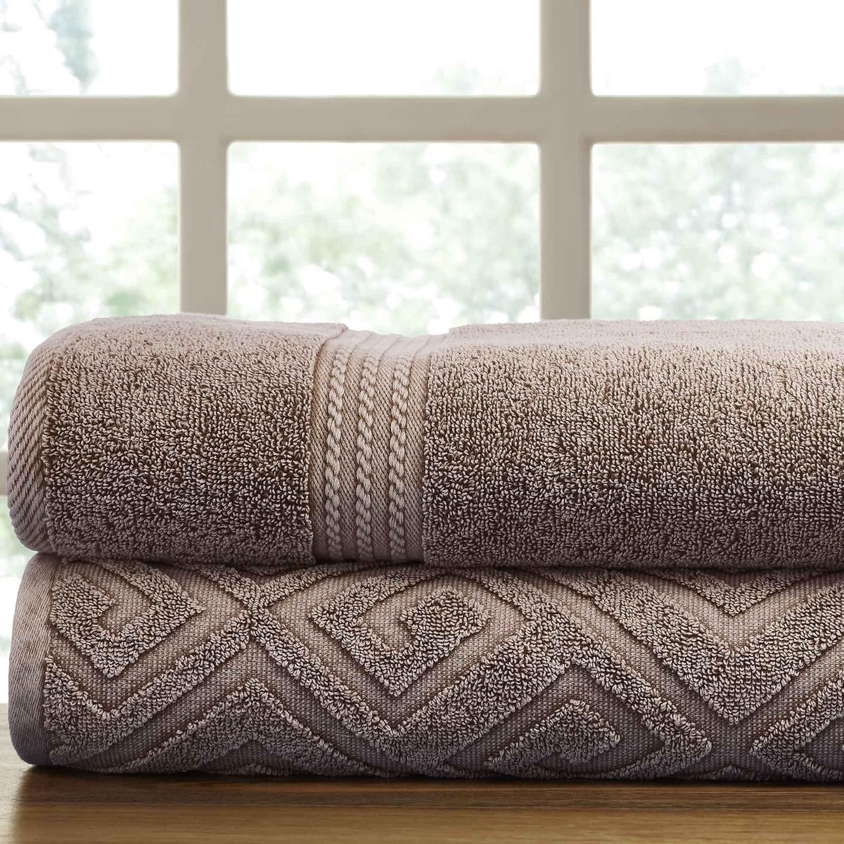 Amrapur Overseas | Deco Diamond 2 Pack Denim Lavado Toalla de baño (Mocha)