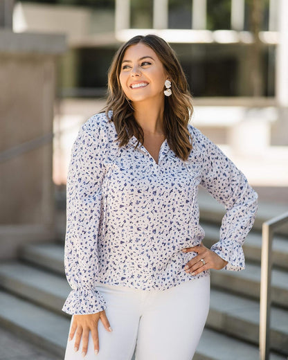 The Drop Top campesino Para Mujer, Blanco/Estampado Azul por @caralynmirand