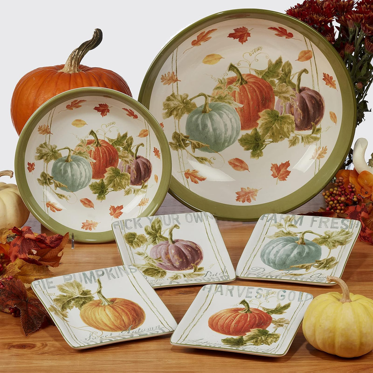 Certificados International Autumn Harvest - Platos de ensalada/postre de 9 pulgadas, multicolor, mediano, juego de 4