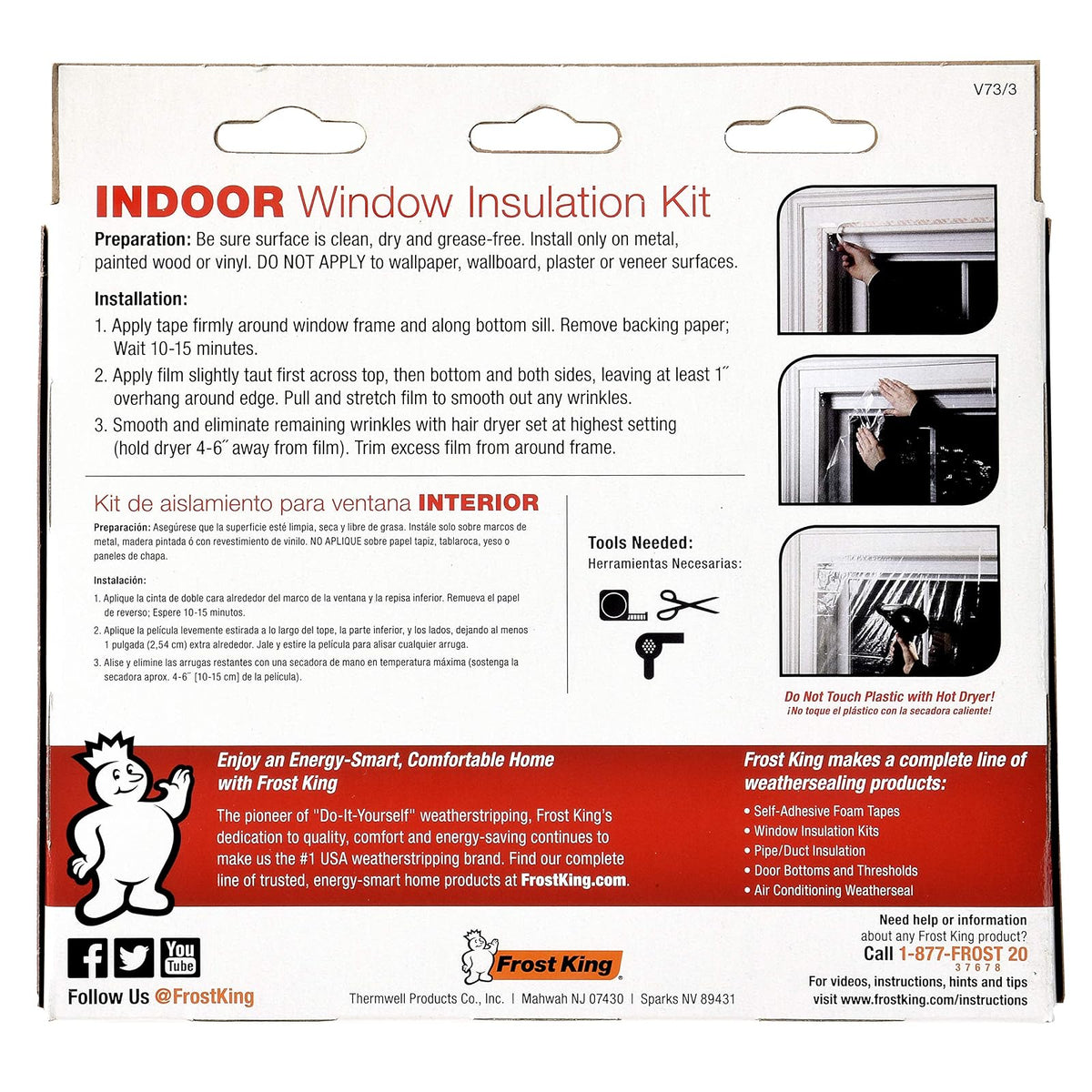 Frost King Kit de aislamiento para ventana, Paquete de 3, Transparente