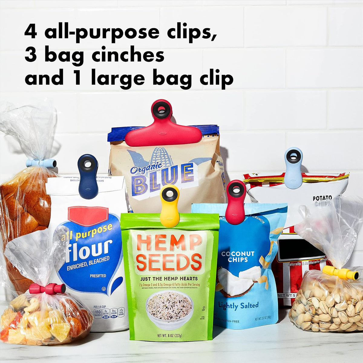 OXO Good Grips Collection - Juego de 8 clips para bolsa, surtido
