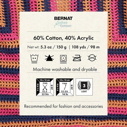 Bernat Softee - Hilo de algodón de ondas azules, paquete de 3 unidades de 120 g, nailon - 3 DK (ligero) - 254 yardas - Tejer, ganchillo y manualidades