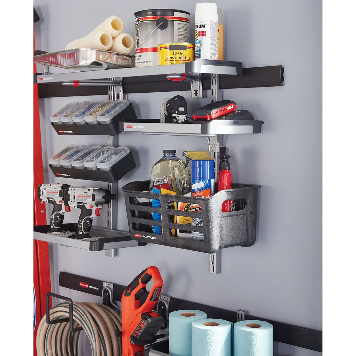 Rubbermaid Fasttrack - Estante de riel, Repisa pequeña, Plateado, 1