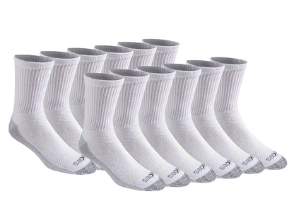 Dickies Calcetines Deportivos para Hombre, Talón y Puntera Reforzados - G - Longitud cómoda blanca (12 pares)