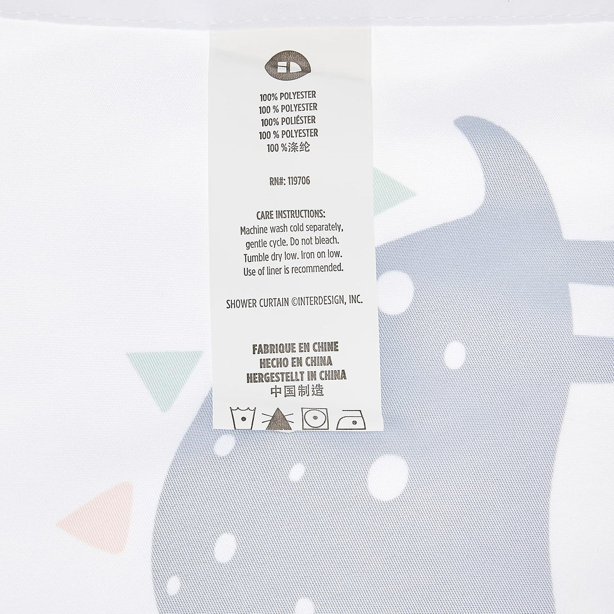 iDesign Fabric Dinosaur Water-Resistant Shower Curtain for Kids, Teenagers, College Dorm Bathrooms, Dino